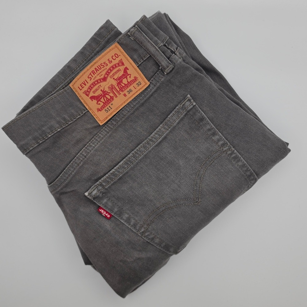 Levi's 511 Jeans Mens 36x32 Gray Excellent Denim Slim Fit Casual Office Business